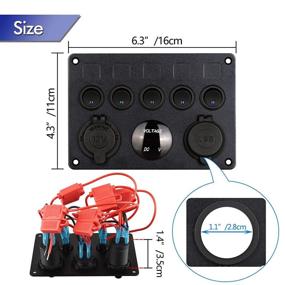 img 3 attached to 🚗 Linkstyle 5 Gang Car Marine Switch Panel: Multi-Function ON-Off Toggle Switch, Dual USB Charger Socket, 12V Power Outlet, LED Voltmeter - Ideal for Trucks, Marine Boats, Jeeps, and More