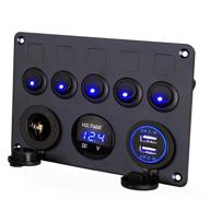 🚗 linkstyle 5 gang car marine switch panel: multi-function on-off toggle switch, dual usb charger socket, 12v power outlet, led voltmeter - ideal for trucks, marine boats, jeeps, and more logo