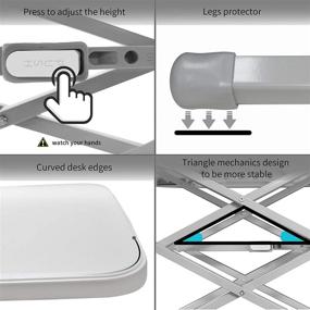 img 2 attached to Small Folding Table by SOUNDANCE - Adjustable TV Tray, Portable Dining Table for Home, Garden, Office - Lightweight, Zero Assembly, Easy to Fold and Store - Sturdy Desk for Indoor or Outdoor Use (White)