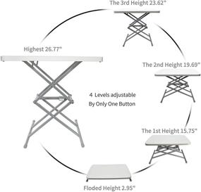 img 3 attached to Small Folding Table by SOUNDANCE - Adjustable TV Tray, Portable Dining Table for Home, Garden, Office - Lightweight, Zero Assembly, Easy to Fold and Store - Sturdy Desk for Indoor or Outdoor Use (White)