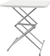 small folding table by soundance - adjustable tv tray, portable dining table for home, garden, office - lightweight, zero assembly, easy to fold and store - sturdy desk for indoor or outdoor use (white) logo