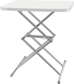 img 4 attached to Small Folding Table by SOUNDANCE - Adjustable TV Tray, Portable Dining Table for Home, Garden, Office - Lightweight, Zero Assembly, Easy to Fold and Store - Sturdy Desk for Indoor or Outdoor Use (White)