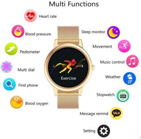 img 1 attached to ⌚ MBHB Slim Female Smart Watch: Multi Sport Modes, Heart Rate & Blood Pressure Monitor, Sleep Tracker - Gold