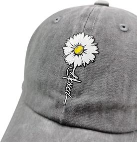 img 3 attached to Vintage Washed Baseball Cap for Youth: Waldeal Kids Cute Daisy Blessed Hat for Faithful Kids