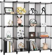 📚 anwbroad cube storage organizer 16 cubes - diy closet cabinet bookshelf for kids' bedroom, closet, office, living room - gray plastic bookcase, ulcs016h logo