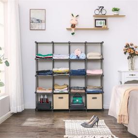 img 2 attached to 📚 ANWBROAD Cube Storage Organizer 16 Cubes - DIY Closet Cabinet Bookshelf for Kids' Bedroom, Closet, Office, Living Room - Gray Plastic Bookcase, ULCS016H