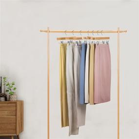 img 1 attached to 👖 Nature Smile 20 Pack Solid Lotus Wood Deluxe Pants Hangers - Bottom Hanger, Jeans Hanger, Skirt Hanger - 2 Adjustable Clips, Anti Rust Hook - Natural Color