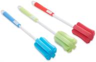 🧴 3pcs adjustable soft sponge bottle cleaning brushes with long plastic handles - ideal for glass decanters, feeding-bottles, and wine bottles (color random) logo