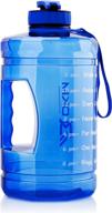 💧 d.y.a 1 gallon (128-oz) sports water bottle with motivational maker reminder - bpa free, leak proof jug for sports (blue) logo