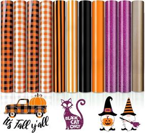 img 4 attached to 🎃 11 Sheets of Halloween Heat Transfer Vinyl - Fall Orange Buffalo Plaid HTV Craft for Silhouette Cameo or Cricut