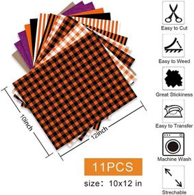 img 2 attached to 🎃 11 Sheets of Halloween Heat Transfer Vinyl - Fall Orange Buffalo Plaid HTV Craft for Silhouette Cameo or Cricut