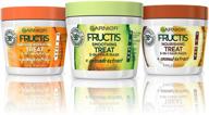 🌴 garnier fructis treats hair masks - variety pack with coconut, papaya, and avocado - 3.4 fl oz (pack of 3) logo