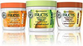 img 4 attached to 🌴 Garnier Fructis Treats Hair Masks - Variety Pack with Coconut, Papaya, and Avocado - 3.4 fl oz (Pack of 3)