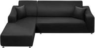 la meack 3-seat + 3-seat sectional sofa slipcover set - l-shaped, black logo