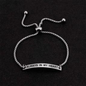 img 1 attached to 💖 Always in My Heart: Inspirational Quote Bar Bracelet for Girls & Women - Engraved Message Jewelry