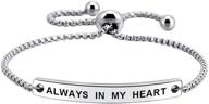 💖 always in my heart: inspirational quote bar bracelet for girls & women - engraved message jewelry logo