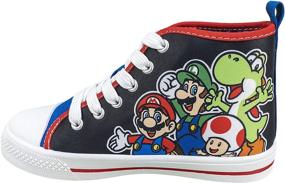 img 2 attached to 👟 Nintendo Hi Top Sneaker Laces - Super Mario Brothers Mario Luigi Kids Shoe, Toddlers Kids, Size 7 to 12