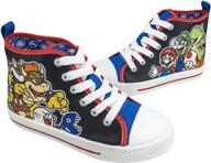 👟 nintendo hi top sneaker laces - super mario brothers mario luigi kids shoe, toddlers kids, size 7 to 12 logo