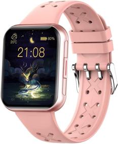 img 4 attached to 🌸 ISZPLUSH Pink Smart Watch - 1.7" Touch Screen Fitness Tracker, IP68 Waterproof Activity Monitor for Android & iOS - Unisex