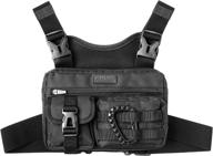 fitdom tactical inspired sports utility chest pack: multi-purpose chest bag with built-in phone holder for men. ideal edc rig pouch vest for workouts, cycling & hiking logo