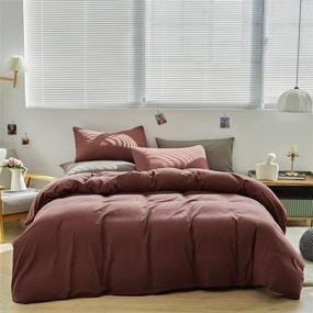 img 4 attached to 🛏️ Brick Red Comforter Sets Queen by CLOTHKNOW – Red Clay Bedding, Simple & Solid Color, Hotel Quality Luxury Set with 1 Comforter & 2 Pillowcases