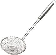 🍳 home servz 5-inch stainless steel asian spider strainer: durable handle and spiral mesh basket for effortless cooking, filtering, and fat separation logo