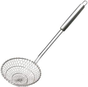 img 4 attached to 🍳 Home Servz 5-Inch Stainless Steel Asian Spider Strainer: Durable Handle and Spiral Mesh Basket for Effortless Cooking, Filtering, and Fat Separation