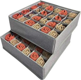 img 4 attached to 🗄️ Efficient Drawer Organizers for Decluttering: 2 Packs of 24-Cell Sock & Underwear Dividers - Collapsible Storage Boxes for Baby Clothes, Ties, Pantries, Bras & Socks