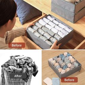 img 1 attached to 🗄️ Efficient Drawer Organizers for Decluttering: 2 Packs of 24-Cell Sock & Underwear Dividers - Collapsible Storage Boxes for Baby Clothes, Ties, Pantries, Bras & Socks