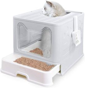 img 4 attached to Foldable Jumbo Hooded Cat Litter Box – Petphabet Cat Litter Box with Plastic Scoop