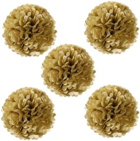 img 3 attached to Gold Metallic Tissue Pom Poms Set of 5 for Parties and Nursery Décor - by Wrapables