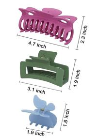 img 3 attached to 🌸 Large Hair Claw Clips - 9 Pack Plastic Nonslip Hair Clamps - Stylish Tortoise Barrettes - Banana Hair Jaw Clip for Women - Hair Styling Accessories with Strong Hold - Thick/Thin Hair - 3 Styles & 9 Colors