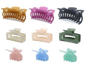 img 4 attached to 🌸 Large Hair Claw Clips - 9 Pack Plastic Nonslip Hair Clamps - Stylish Tortoise Barrettes - Banana Hair Jaw Clip for Women - Hair Styling Accessories with Strong Hold - Thick/Thin Hair - 3 Styles & 9 Colors