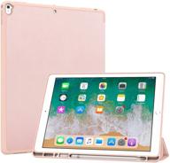 📱 moko case for ipad pro 12.9 2017/2015 with pencil holder - slim & lightweight stand cover - auto wake/sleep - rose gold logo