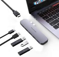 🔌 pulwtop usb c hub for macbook pro - 6-in-1 adapter with dual hdmi, usb 3.0, usb-c power delivery - compatible with macbook pro 2020/2019/2018/2017, macbook air 2020/2019 logo