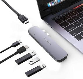 img 4 attached to 🔌 PULWTOP USB C Hub for MacBook Pro - 6-in-1 Adapter with Dual HDMI, USB 3.0, USB-C Power Delivery - Compatible with MacBook Pro 2020/2019/2018/2017, MacBook Air 2020/2019