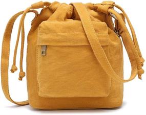 img 4 attached to Canvas Crossbody Drawstring Bucket Shoulder Women's Handbags & Wallets