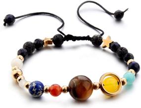 img 4 attached to ONLYJUMP Planet Bracelet: Handmade Natural Stone Bead Bracelet with Solar System Design – Adjustable Astronomy Bangle for Women Men Kids