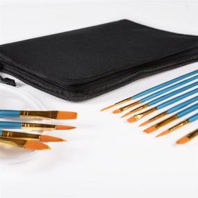 img 1 attached to 🖌️ 14 Pack Paint Brush Set by CONDA - Includes 12 Brushes, 1 Palette, and 1 Carrying Case for Watercolor, Oil, and Acrylic Painting