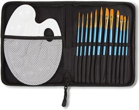 img 4 attached to 🖌️ 14 Pack Paint Brush Set by CONDA - Includes 12 Brushes, 1 Palette, and 1 Carrying Case for Watercolor, Oil, and Acrylic Painting