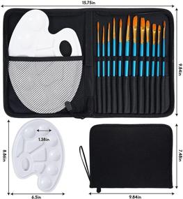 img 3 attached to 🖌️ 14 Pack Paint Brush Set by CONDA - Includes 12 Brushes, 1 Palette, and 1 Carrying Case for Watercolor, Oil, and Acrylic Painting