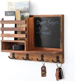 img 4 attached to Rustic Key and Mail Holder for Wall Decor - Ziivita Wall Mounted Key Holder with Shelf, Brown