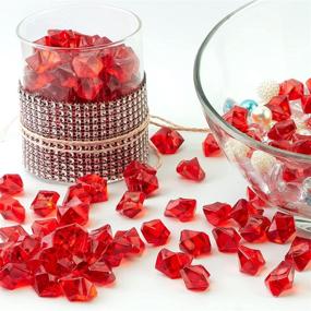 img 3 attached to 💎 1 LB Red Crystal Acrylic Rocks Stones: Fake Ice Cubes Gemstones Plastic Treasure Gems - Great for Vase Fillers, Crafting, Table Scatters, Home Centerpieces - Fall or Christmas Decoration and Xmas Accent