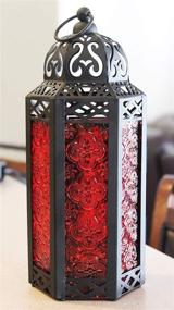 img 2 attached to 🔴 Red Hexagon Moroccan Lantern Holders for Mid-Size Tables and Hanging