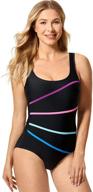 👙 stylish and modest: plus size striped one piece swimsuit by delimira - perfect swimwear for women logo