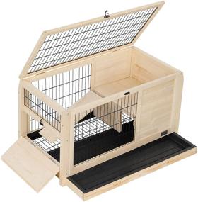 img 4 attached to 🐹 PETSFIT Wooden Indoor Guinea Pig Cage with Hideout, Ramp, and Resting Area - Ideal for Hamsters