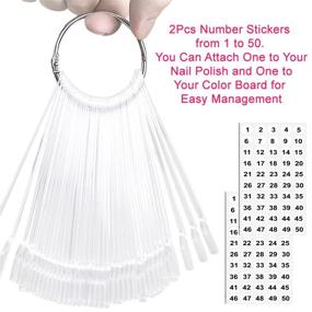 img 2 attached to JASSINS 50 Pcs Nail Swatch Sticks with Ring: Clear fan-shaped polish practice display for nail art professionals