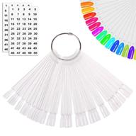 jassins 50 pcs nail swatch sticks with ring: clear fan-shaped polish practice display for nail art professionals logo