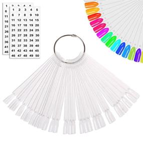 img 4 attached to JASSINS 50 Pcs Nail Swatch Sticks with Ring: Clear fan-shaped polish practice display for nail art professionals