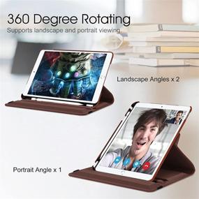 img 1 attached to 📱 Fintie Rotating Case for iPad Air (3rd Generation) 10.5" 2019 / iPad Pro 10.5" 2017 - 360° Rotating Stand Cover with Built-in Pencil Holder, Auto Sleep/Wake - Brown